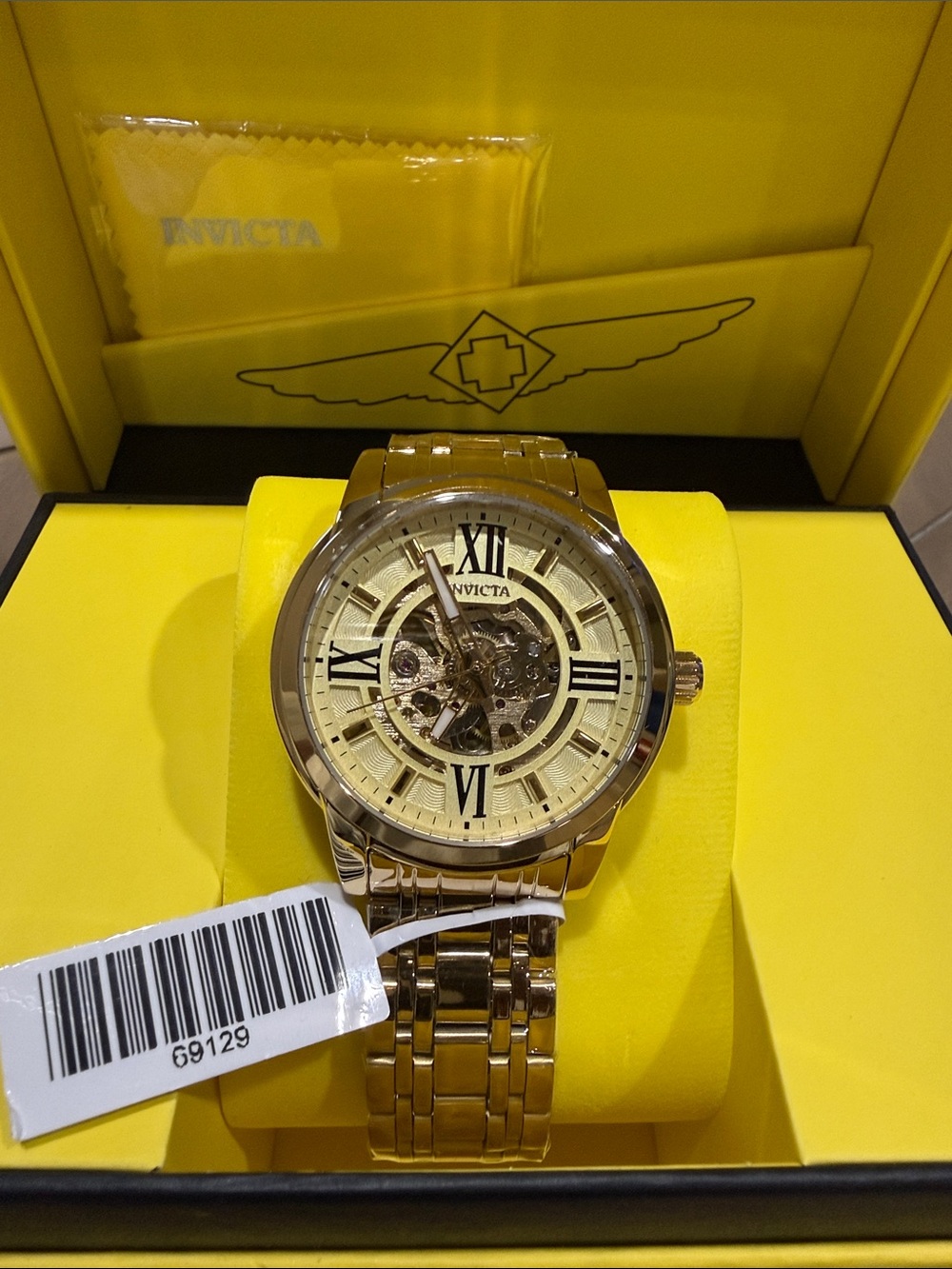 NWT Invicta Objet D’Art 69129 Gold Automatic Skeleton Watch